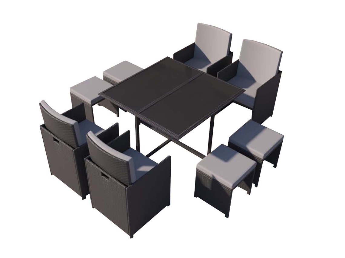 Conjunto de Jardín CONCEPT U Florida (Negro y Gris - Resina - 296x110x88 cm)