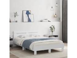Estructura De Cama Con Cabecero Y Luces Led Blanco 135x190 Cm