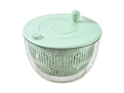 Centrifugadora de ensalada grande con bomba, recipiente transparente y asa para usar con una sola mano, ideal para lechugas y verduras.