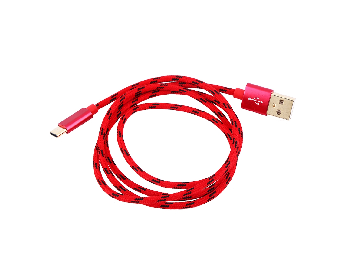 Cable De Datos Y Carga Trenzado Reversible Super Speed Usb3.1 Type C De 0.5m-3m, 1m Rojo