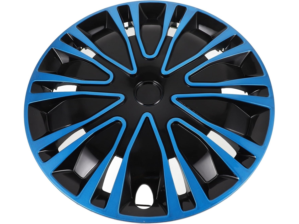Embellecedores Universales Para Ruedas De Coche De 15 Pulgadas En Polipropileno Azul Y Negro.