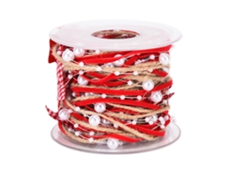 Fita de Natal 3.0cm Vermelha Branca Diy Embalagem Presentes Festas Casamentos 5m
