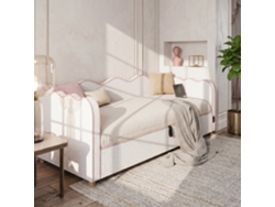 Sofá Cama Daybed 90x200 Cm - Almacenamiento Hidráulico, Usb, Respaldo, Tapizado Bouclé - Beige
