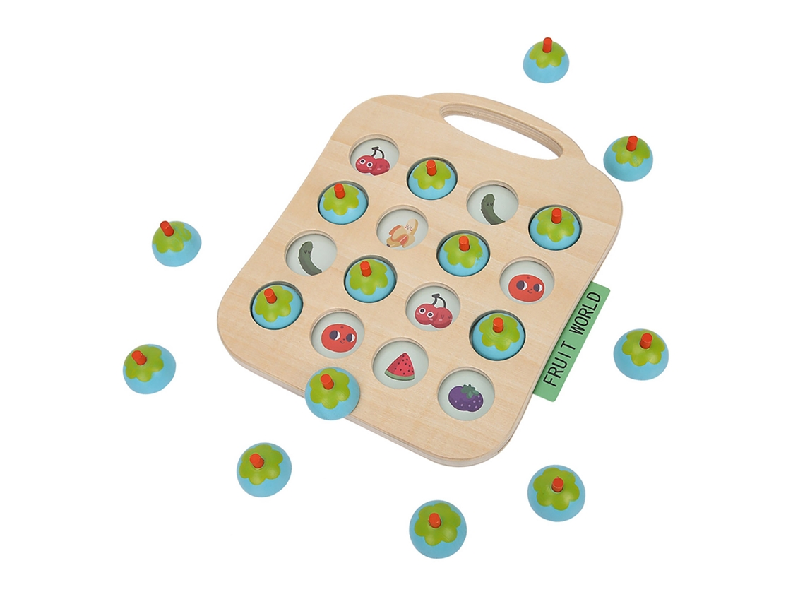 Brinquedo Educativo Xadrez De Memória Madeira Interativo Para Crianças (azul)