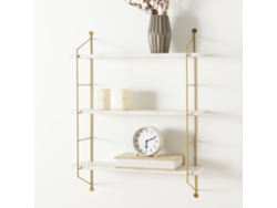 Estantería de pared Ösel con 3 estantes estructura de acero 64 x 48 x 15 cm Mármol blanco [EN.CASA]