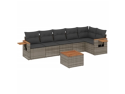 Maison Exclusive - Set De Sofás De Jardín 7 Piezas Con Cojines Ratán Pe Gris