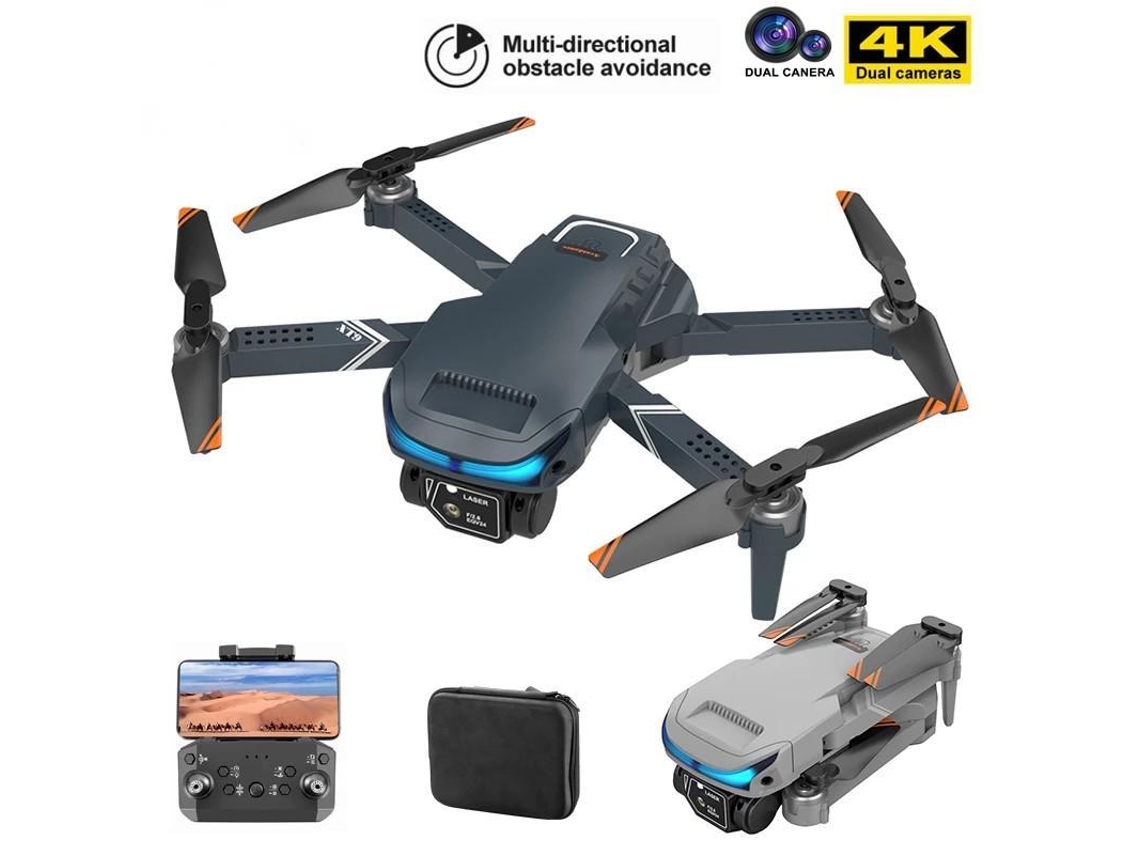 Mini Dron Plegable Xt9 Con Cámara 4k Hd (2 Baterías - Duración De La Batería 15 Min - Negro)