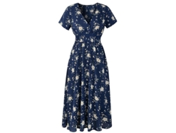 2026-vestido Midi Boho De Chiffon Con Estampado Floral Cuello V Corto Manga Verano Playa Casual