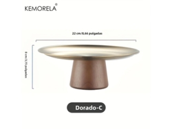 (oro C) Plato De Postre De Acero Inoxidable Estilo Coreano Con Base De Madera, Perfecto Para Exhibir Frutas Y Decorar Mesas.