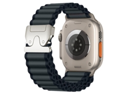 Correa ancha de nailon acanalado para Apple Watch de 46/49/45/44 mm, estilo todoterreno con cierre de paracaídas, XIAOMOYU