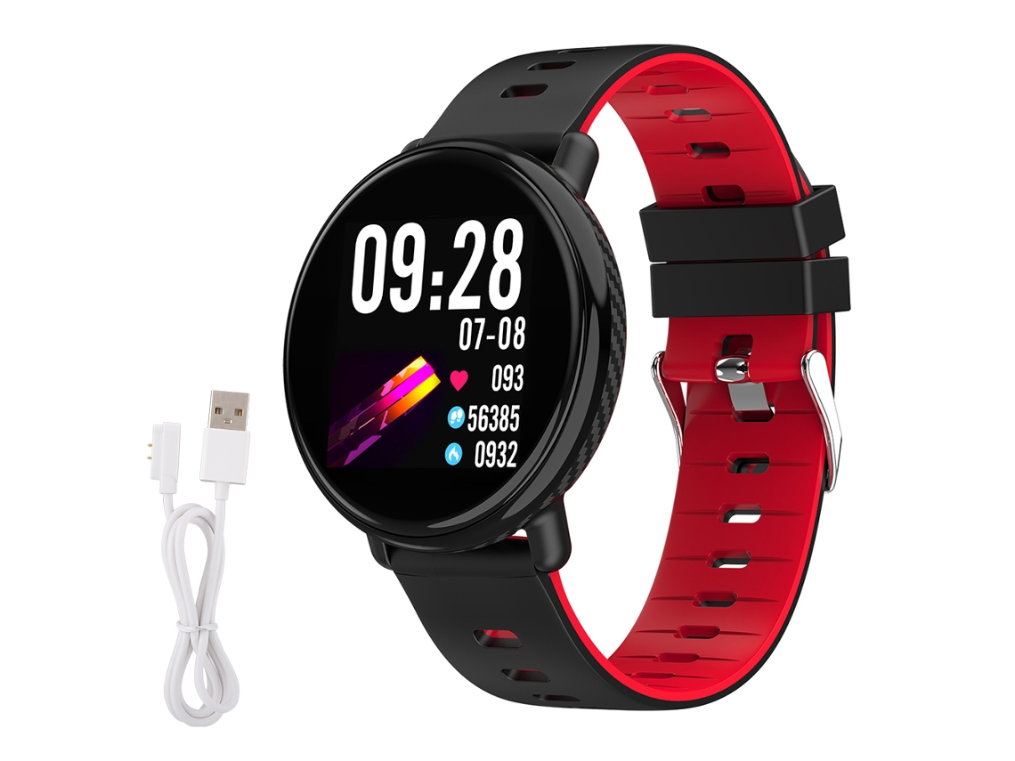 Reloj Inteligente K1 Con Monitor De Frecuencia Cardíaca Y Sueño, Resistente Al Agua Ip68, 1,3 Pulgadas (negro Y Rojo)