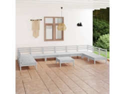 11 Piezas Conjunto Lounge De Jardim Madeira De Pinho Maciça Branco Dkd Decoración Del Hogar