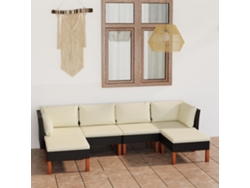 Conjunto de jardín de 6 piezas con cojines, mimbre sintético negro, DKD Home Decor