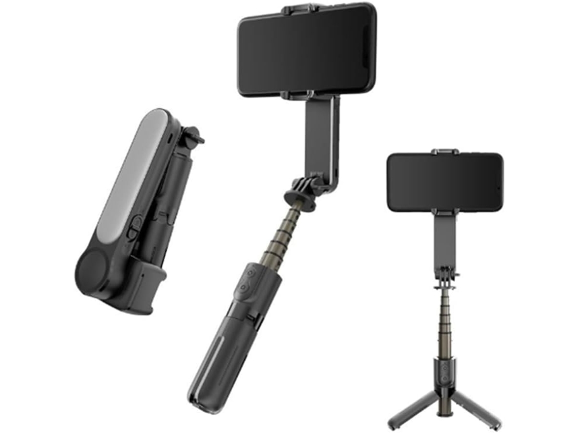 Estabilizador de cardán ligero, luz de relleno, palo selfie, trípode, cable Bluetooth, iOS/Android SFUSHOS