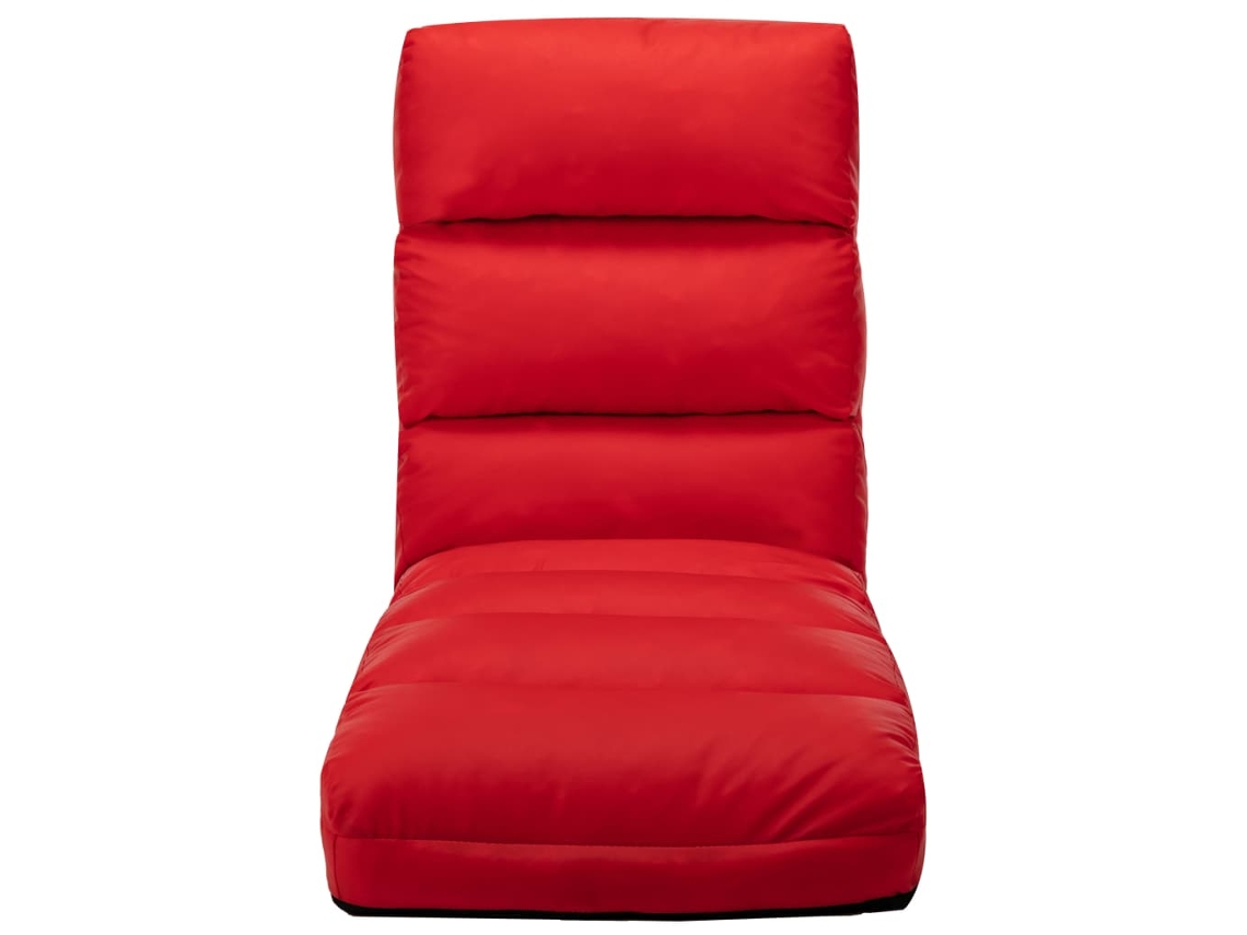 Tumbona De Suelo Plegable De Cuero Sintético Rojo