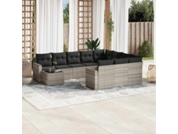 Conjunto de sofá de jardín de 11 piezas con cojines, ratán gris, DKD Home Decor