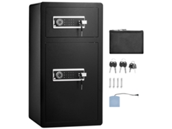 Caja fuerte de seguridad Succebuy de 155,74 L con doble puerta, cerradura de combinación y llave, color negro