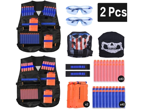 Conjunto de chaqueta de chaleco táctico 2er Nerf N-Strike Elite Set, chaleco nerf para niños, chaleco táctico, conjunto de accesorios Nerf chaleco ...