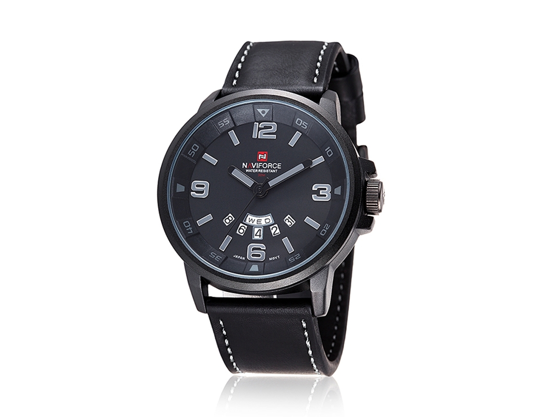 Reloj Casual Para Hombre Naviforce, Resistente Al Agua, Correa De Pu, Cuarzo, Blanco