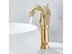 JILLIOPER Grifo de Baño de Latón Dorado, Grifo para Lavabo, Instalación en la Encimera