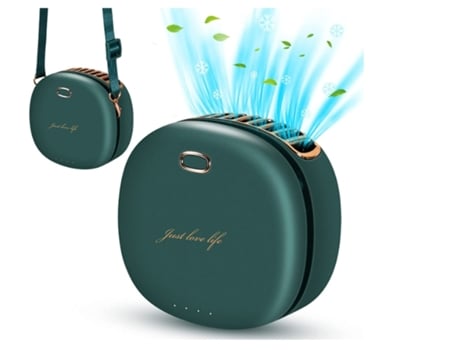 Mini ventilador personal portátil collar ventilador recargable USB pequeño y potente ventilador verde BISBISOUS