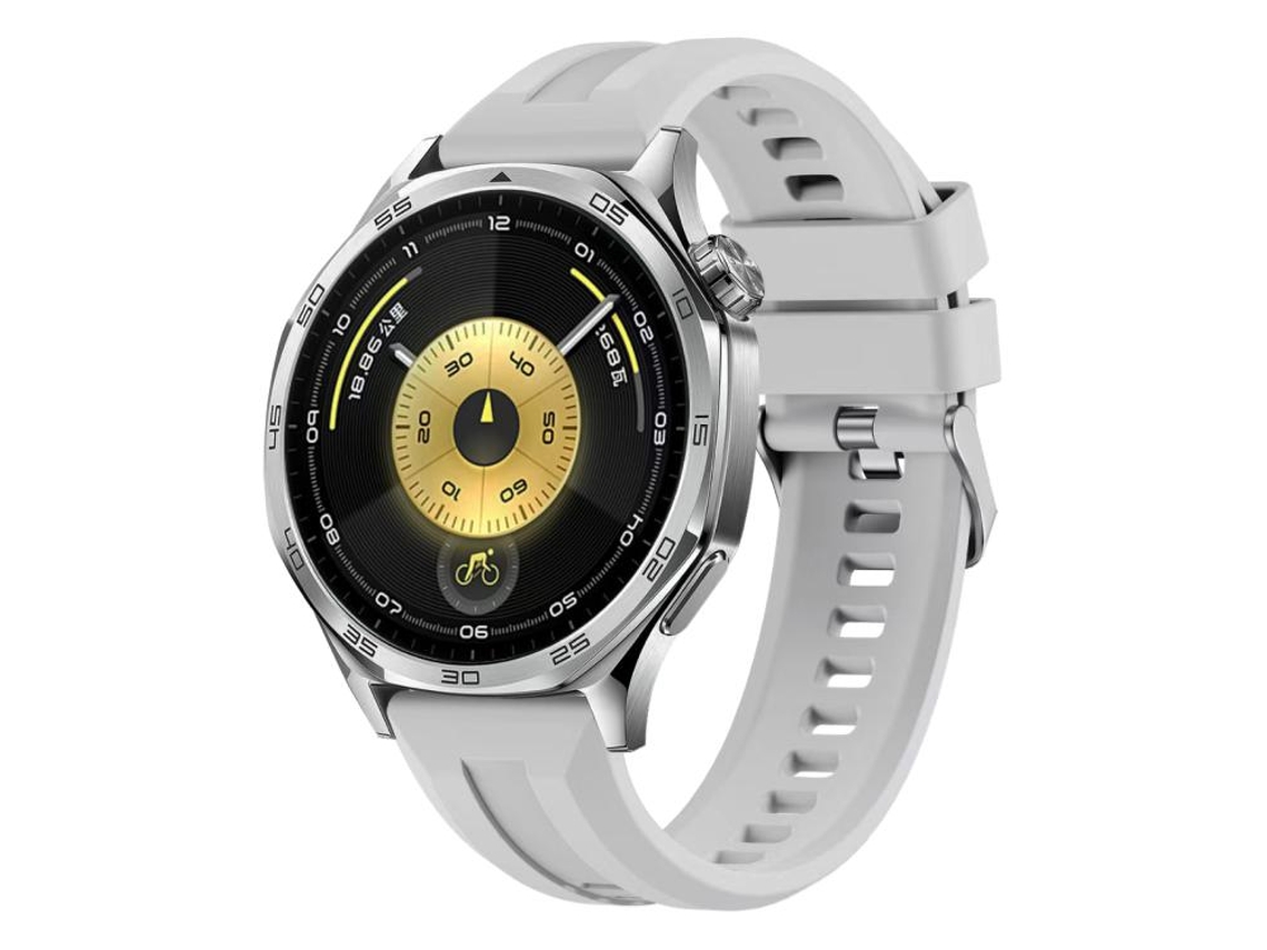 Bracelete Para Huawei Watch Gt 6 / 5 / 4 / 3 (46mm) - Silicone Cor Sólida - Fivela Prateada Cinza Nuvem
