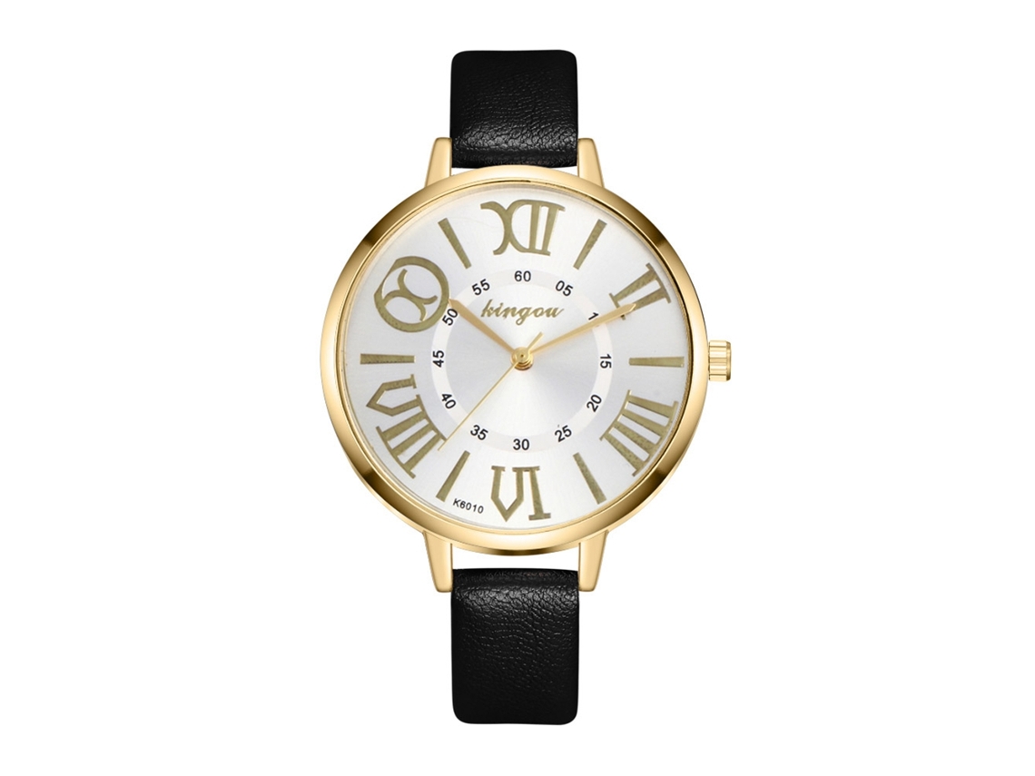 Reloj De Cuarzo Para Mujer Zhoulianfa Con Correa De Piel Sintética Y Esfera Con Números Romanos (negro)