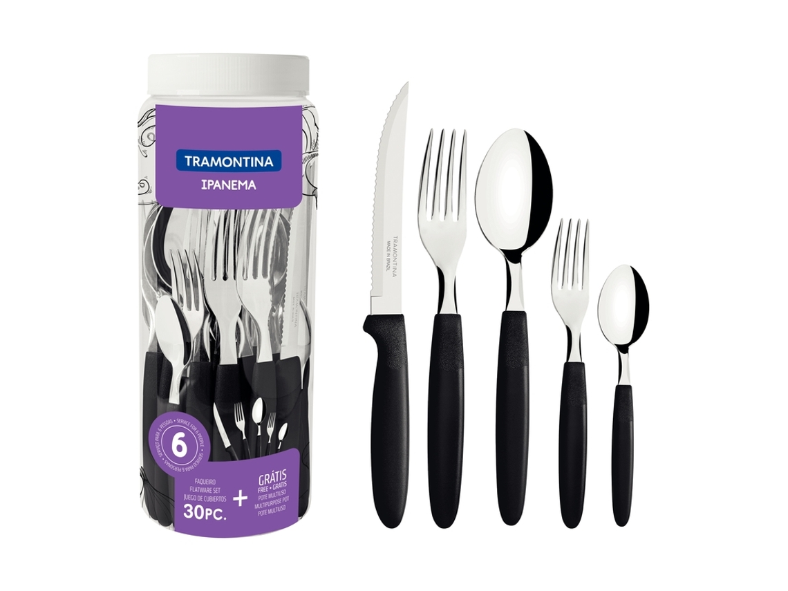 Cubertería de 30 Piezas Ipanema Negro