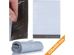 Sobre de plástico blanco para envíos, 320 x 450 mm – 100 unidades | LDPE resistente | Seguro y discreto