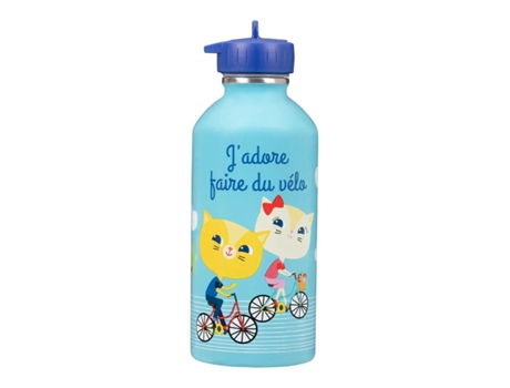 Cantimplora de acero inoxidable para niños - Bicicleta y gatos