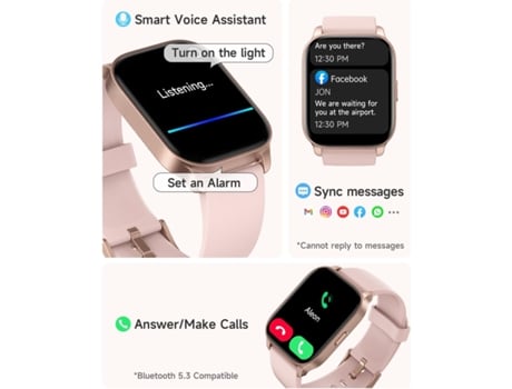 Smartwatch CHRONUS IDW17 Responder/Hacer Llamadas Rastreador de Fitness para Mujeres a Prueba de Agua IP68 Rosa