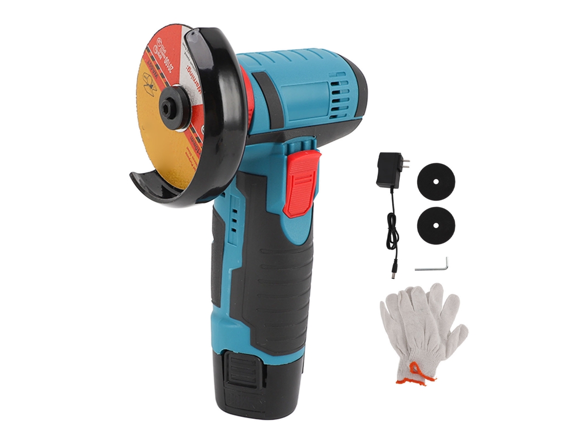 Mini amoladora angular con disco de corte para metal, madera y plástico