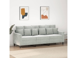 Sofá De 3 Plazas Terciopelo Gris Claro 180 Cm