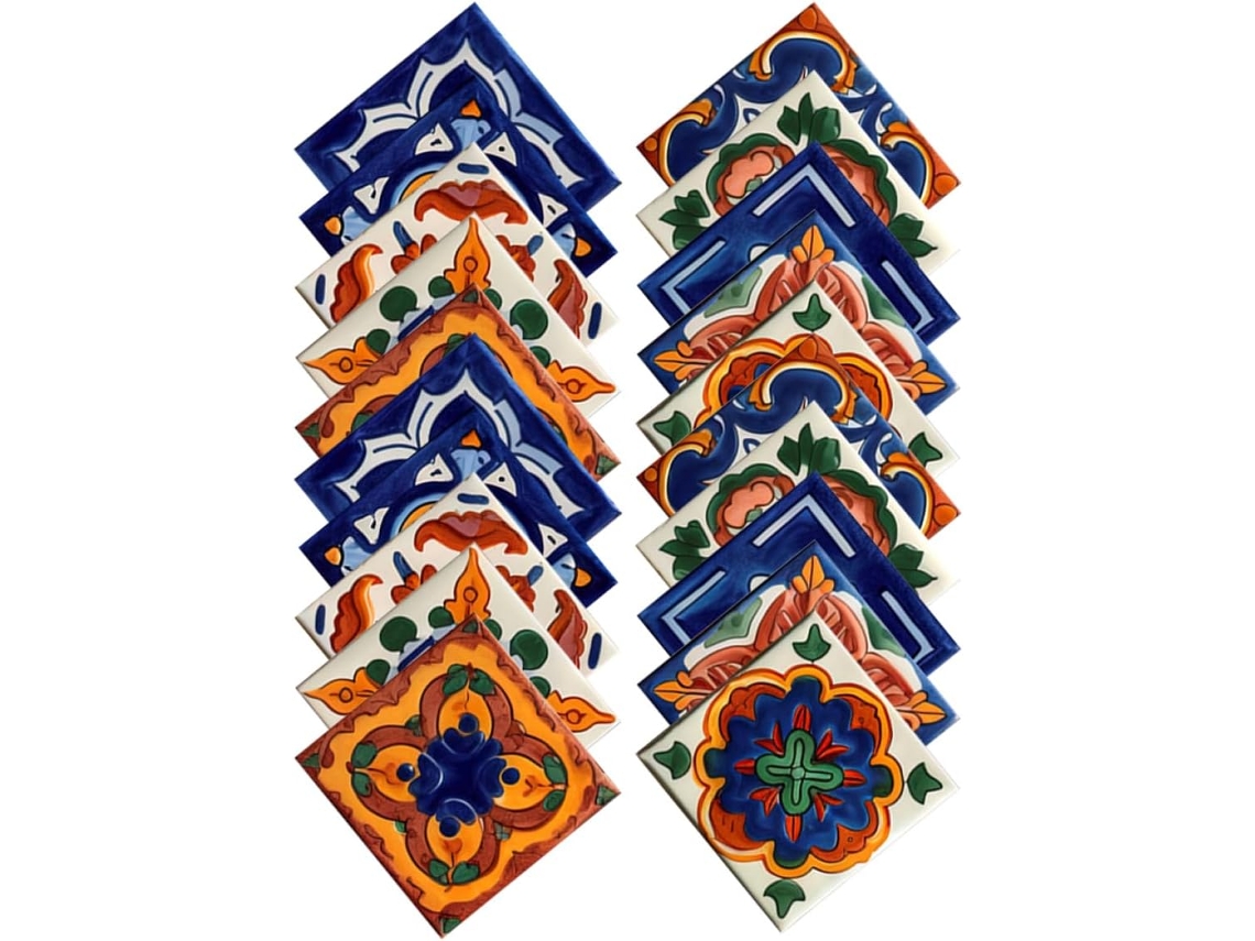20 Pegatinas Autoadhesivas De Azulejos Mexicanos Para Decoración De Paredes