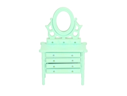 Mesa de maquiagem em miniatura Bj, feita de madeira, escala 1:12, para casa de bonecas, com cabelo verde, alta simulação.