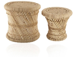 Mesa HOME KOOL HOME (Beige - Madera - Bambú - 37 x 37.8 cm - 2 Un)