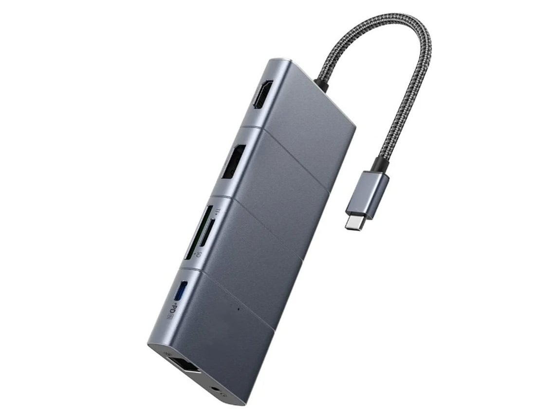Adaptador concentrador USB C 11 en 1 Powerexpand con HDMI 4k60hz y DP, suministro de energía de 100 W, gris Bestvite