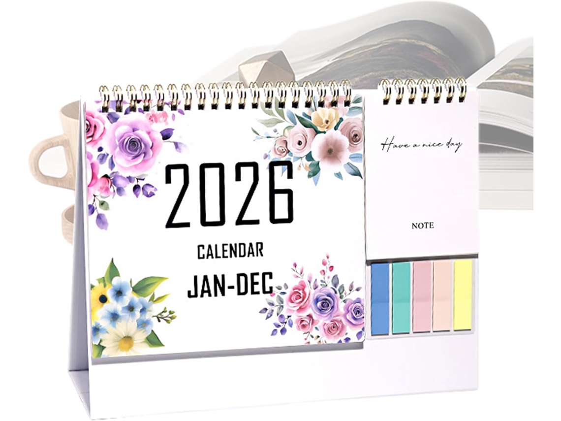 Calendario De Escritorio, Mensual De 2026 (enero-diciembre), Grande, Rayado