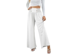 2026-pantalones Anchos De Lino Para Mujer Verano Alto Elasticado Pantalones Playa Primavera Otoño L Blanco