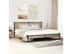 Estructura De Cama Sin Colchón Metal Roble Sonoma 160x200 Cm