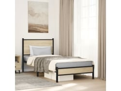 Estructura De Cama Sin Colchón Metal Roble Sonoma 80x200 Cm
