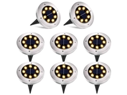 Luces Solares Para Jardín - 8 Unidades Led Ip65, Impermeables, Para Caminos, Jardines Y Patios, Luz Blanca Cálida.