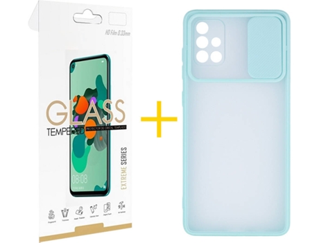 Carcasa + Protector de Pantalla para Samsung Galaxy A71 SKYHE Verde Agua