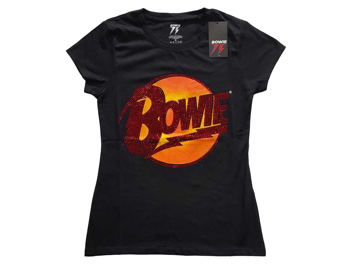 Camiseta ROCK OFF David Bowie - Diamond Dogs Logo Negro (Talla: L)
