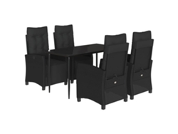 Maison Exclusive - Set De Muebles Jardín 5 Pzas Con Cojines Ratán Sintético Negro