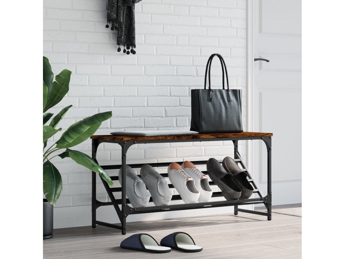 Mueble Zapatero | Armario Zapatero Madera De Ingeniería Roble Ahumado 90x30x45 Cm