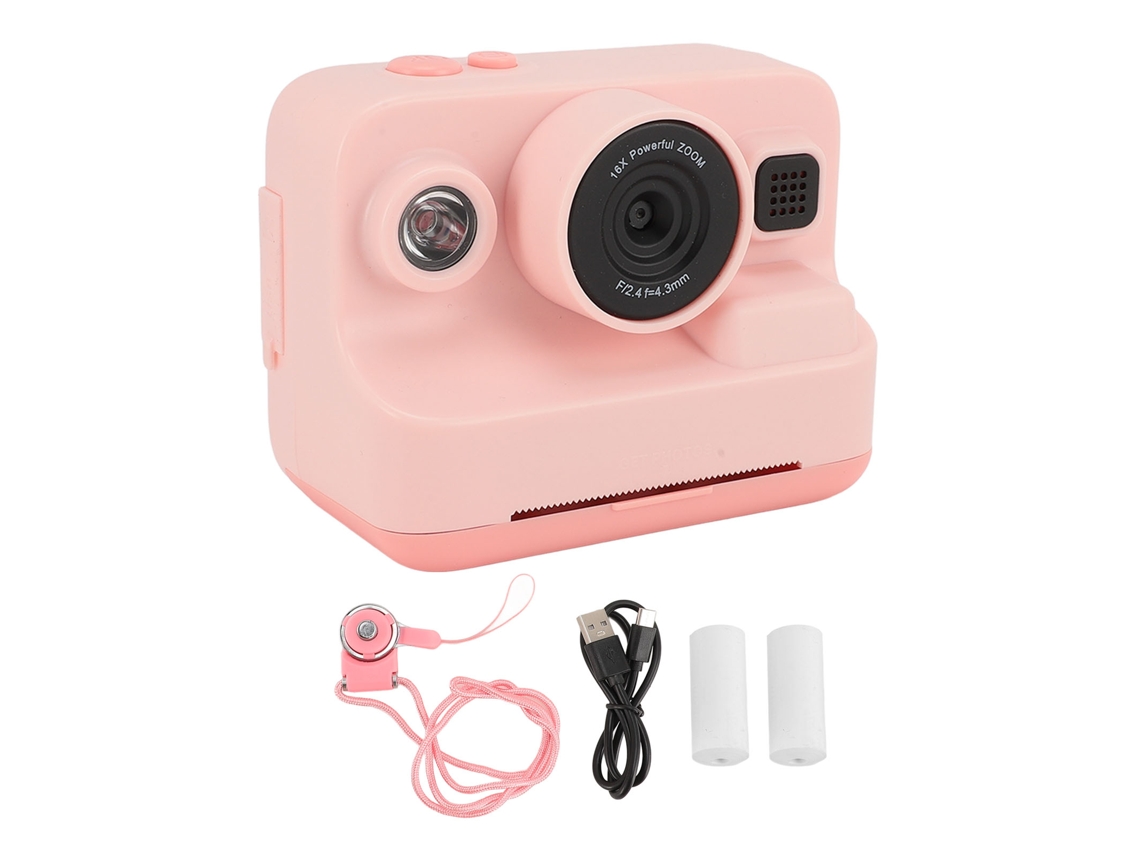 Cámara Digital 1080p Con Impresión Instantánea 12mp Pantalla 2.4" Reproductor Mp3 5 Modos De Juego Batería 2000mah Rosado