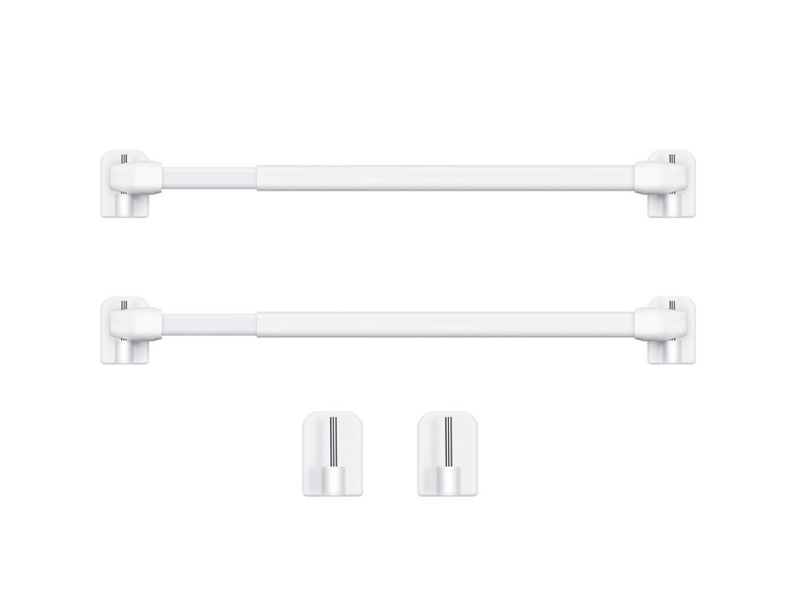 2026-varilla De Cortina Extensible Adhesiva, 40-60 Cm, Blanca, 2 Piezas, Ganchos Autoadesivos Incluidos