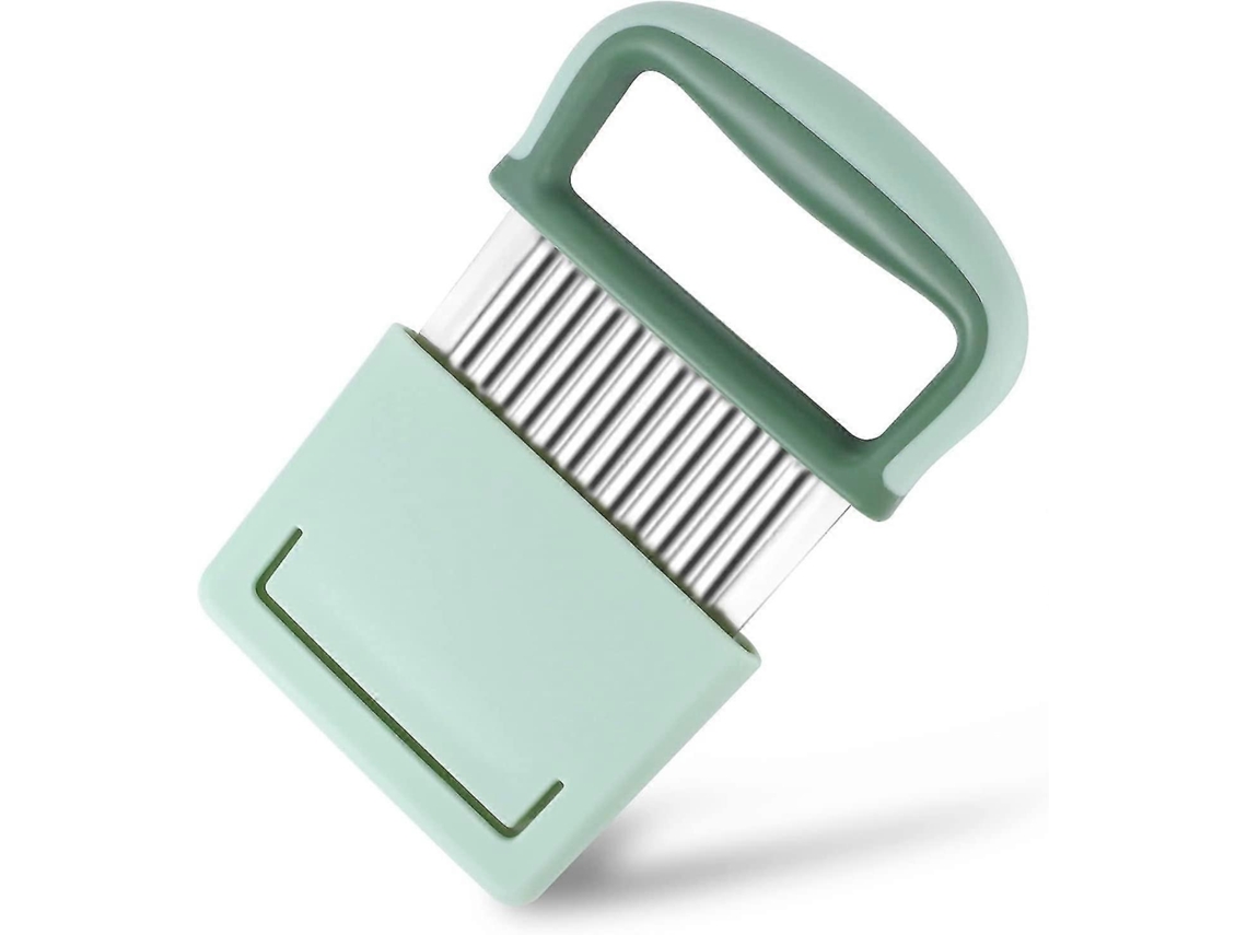 Cortador de verduras ondulado de acero inoxidable con mango protector, herramienta para cortar patatas Everley891 (verde)