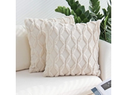 2026-40562-funda De Almohada De Pelo Falso Suave Decorativa Estilo Lujo Para Sofá Cama Pack 2 45x45cm Beige